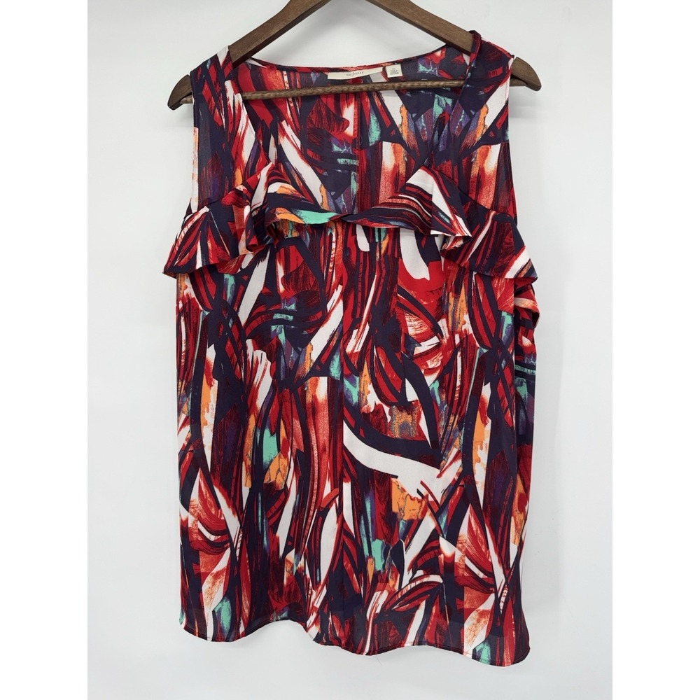 Sejour multicolored artsy geometric print art to wear sleeveless blouse career